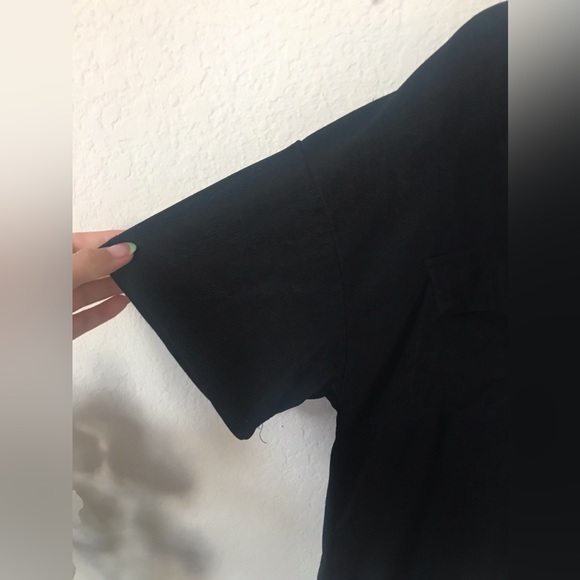 women's collared sports t shirt short sleeve black - Picture 3 of 8